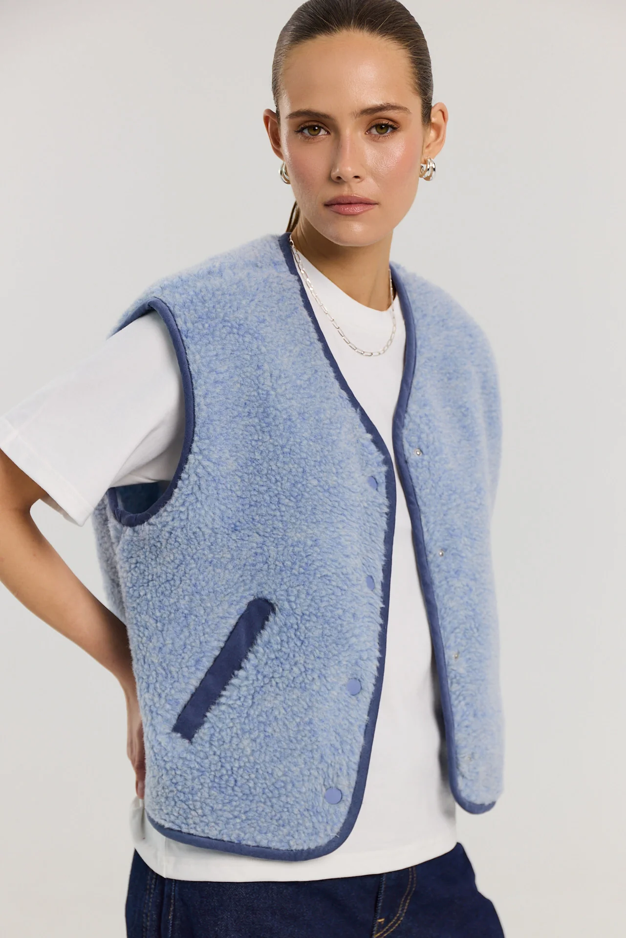 Kamizelka Eliot merino powder blue
