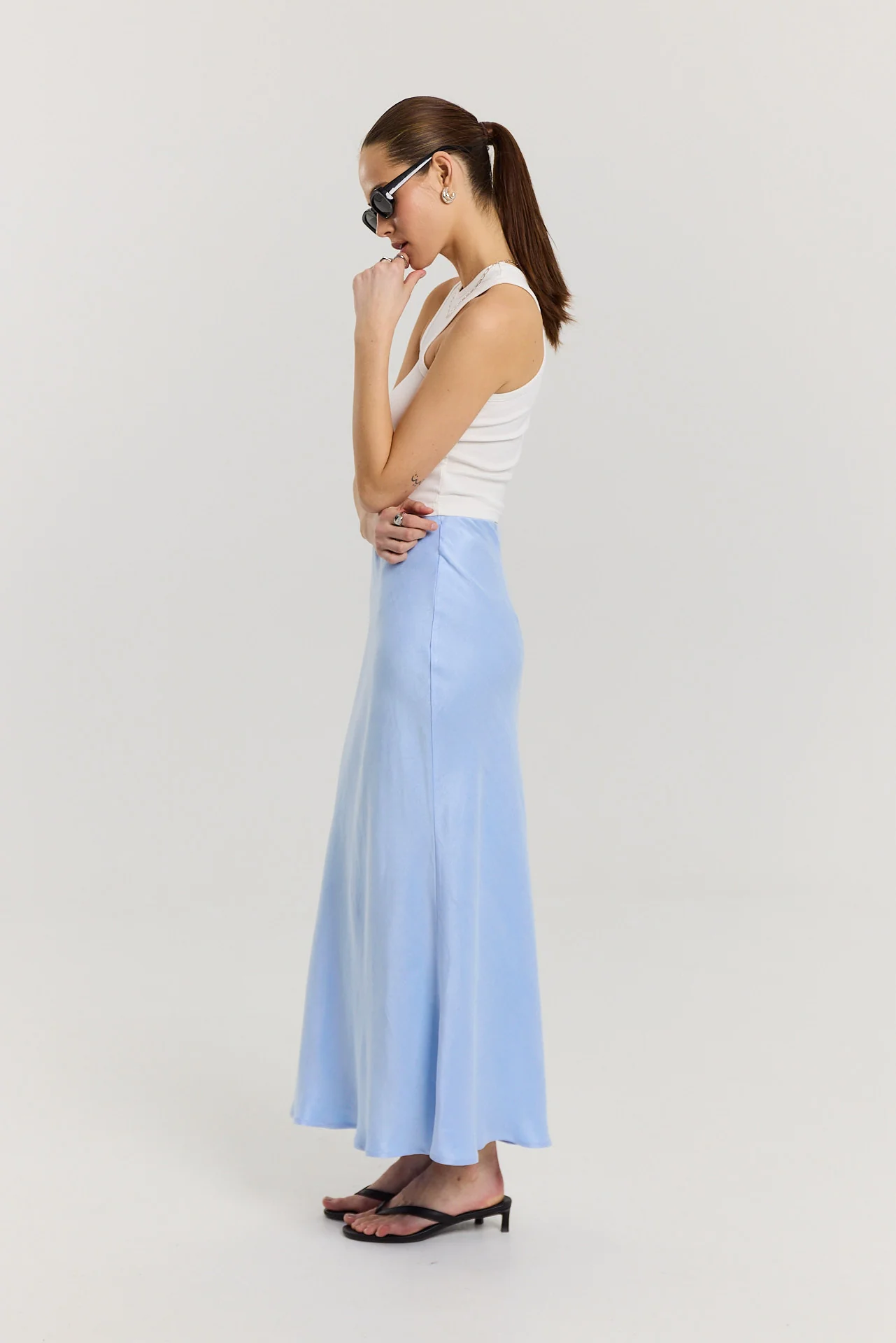 Spódnica Petra long powder blue