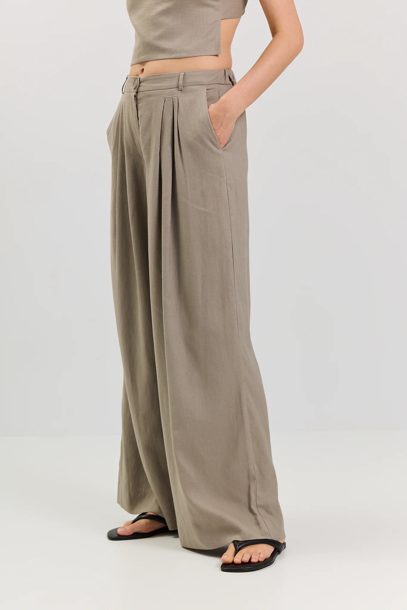Spodnie Palazzo linen beige
