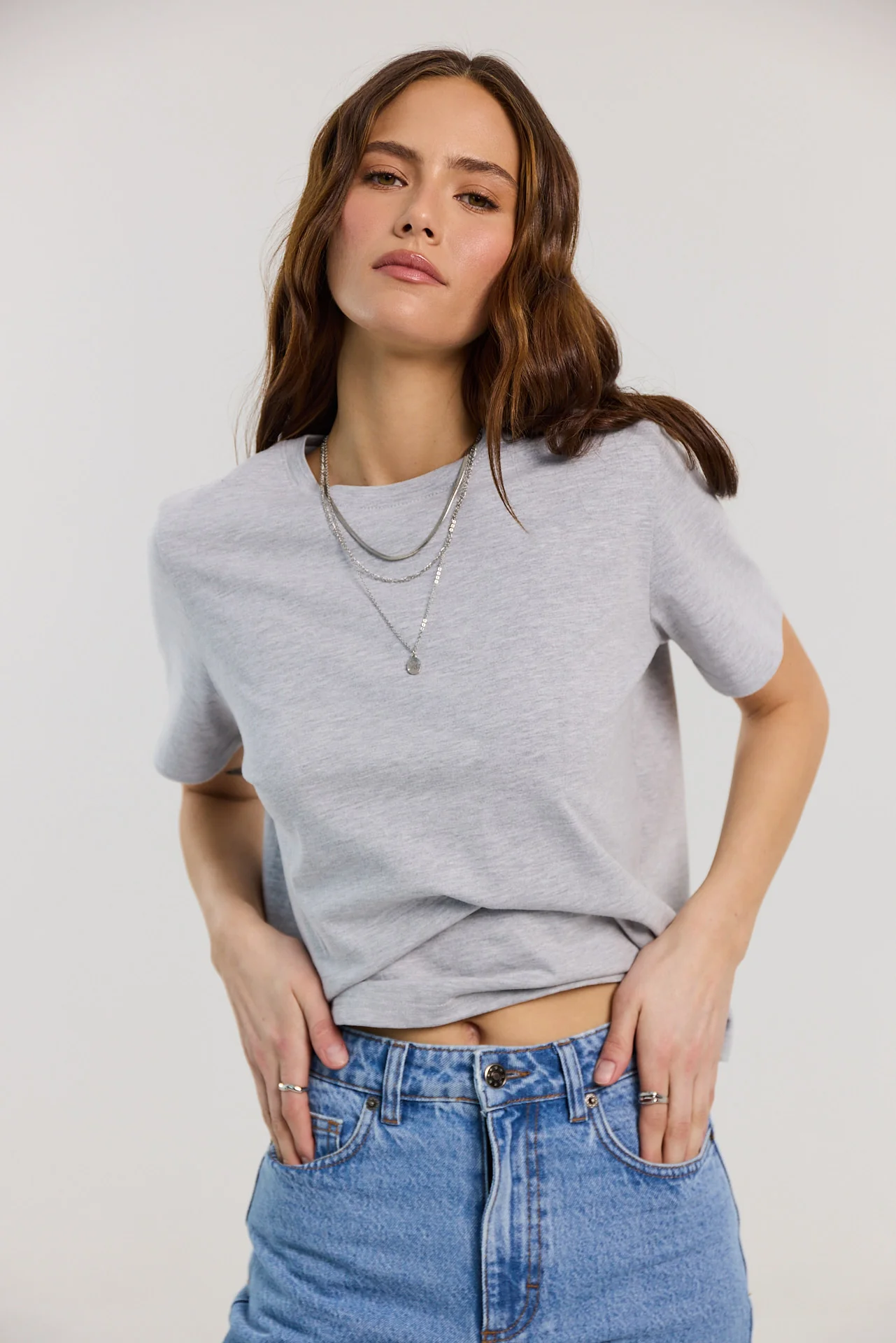 T-shirt Tony light grey melange